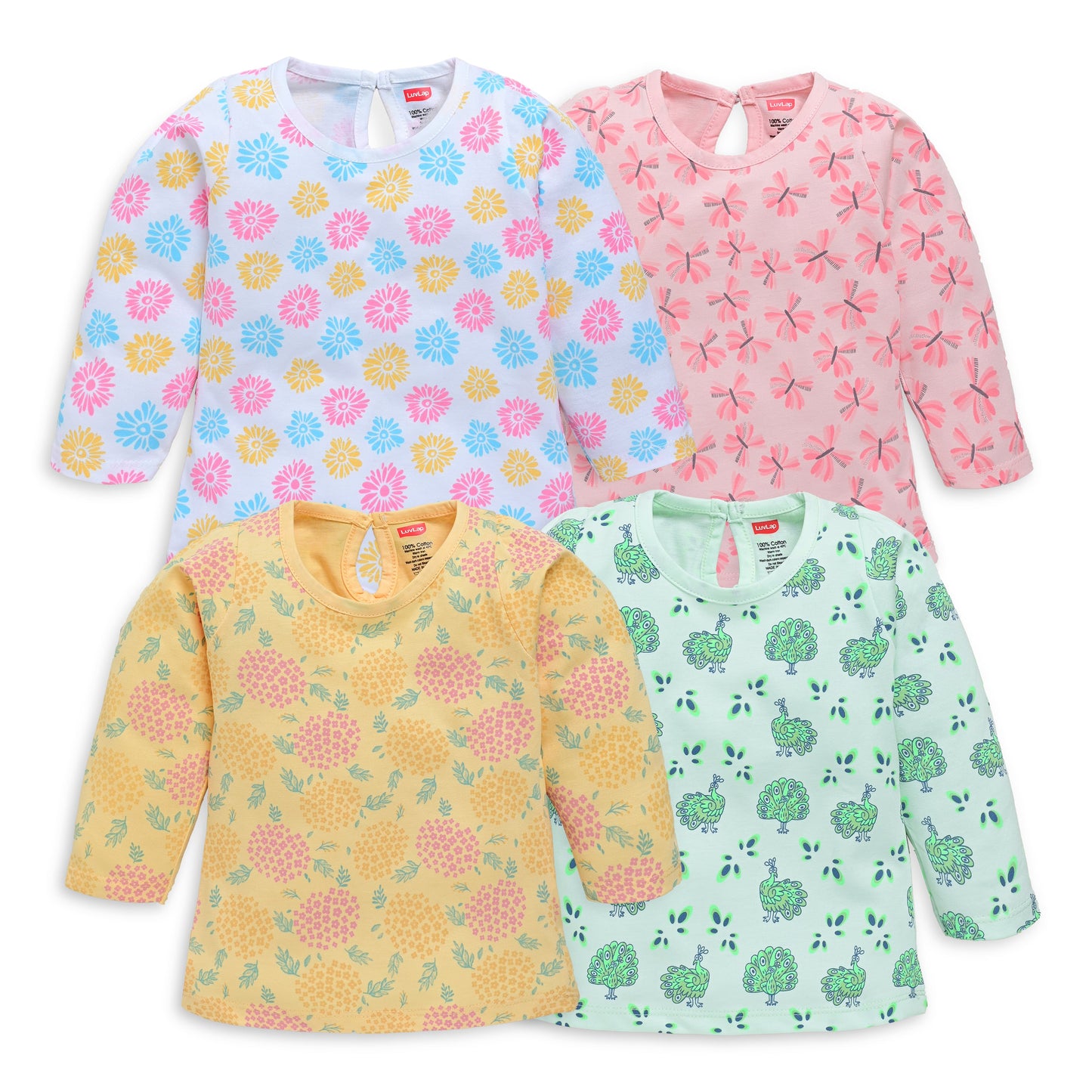 Baby Girls Pack Of 4 Full Sleeve Top 100% Cotton