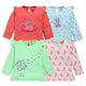 Baby Girls 100% Cotton Full Sleeve Girls Top Pack Of 4, Light Peach, Coral Quartz, Mint & Paradise Green