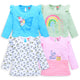 Baby Girls 100% Cotton Full Sleeve Girls Top Pack Of 4, Baby Pink, Blue Radiance, Sea Foam Green & White