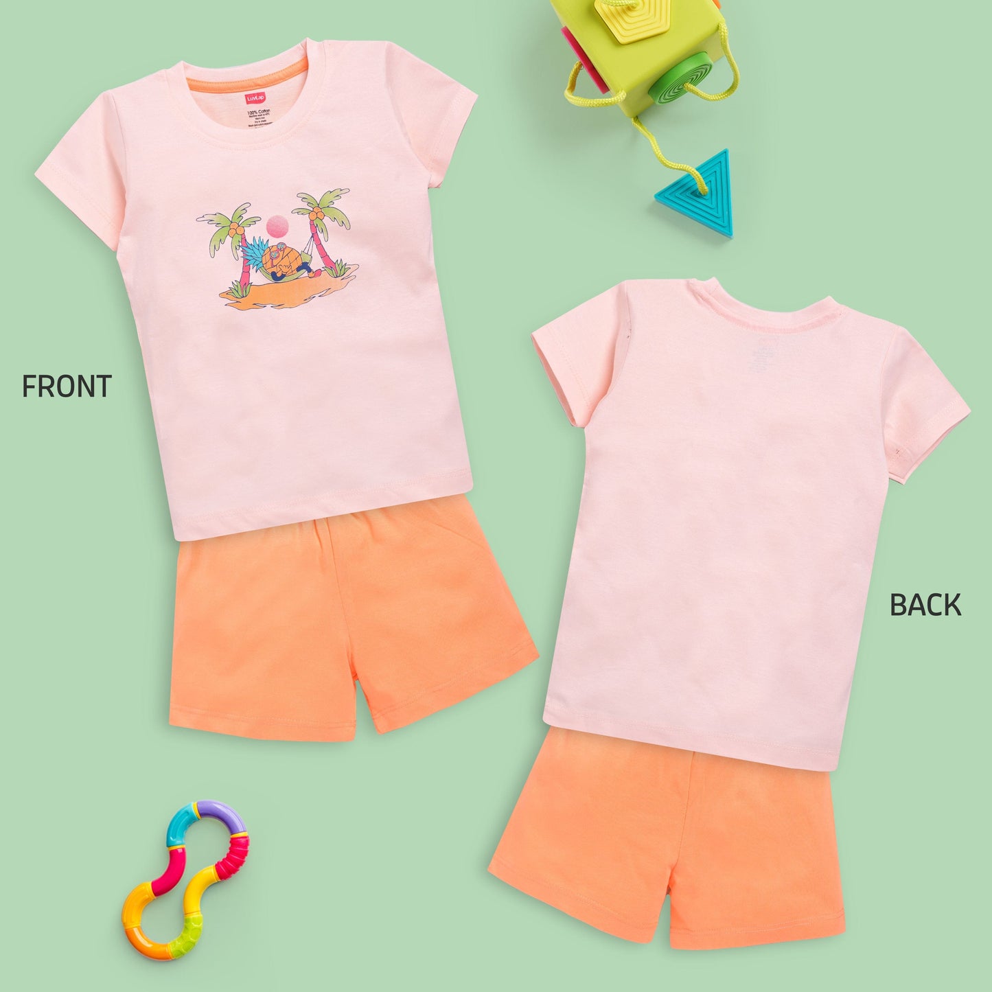 Baby Boys Regular Fit 100% Cotton Half Sleeves Boys T-Shirts and & Shorts Sets Pack Of 3, White, Light Peach & Aqua