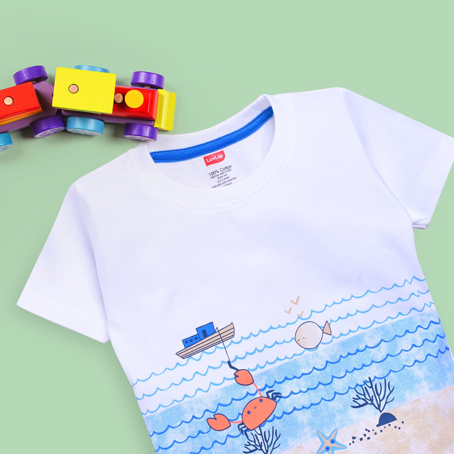 Baby Boys Regular Fit 100% Cotton Half Sleeves Boys T-Shirts and & Shorts Sets Pack Of 3, White, Light Peach & Aqua