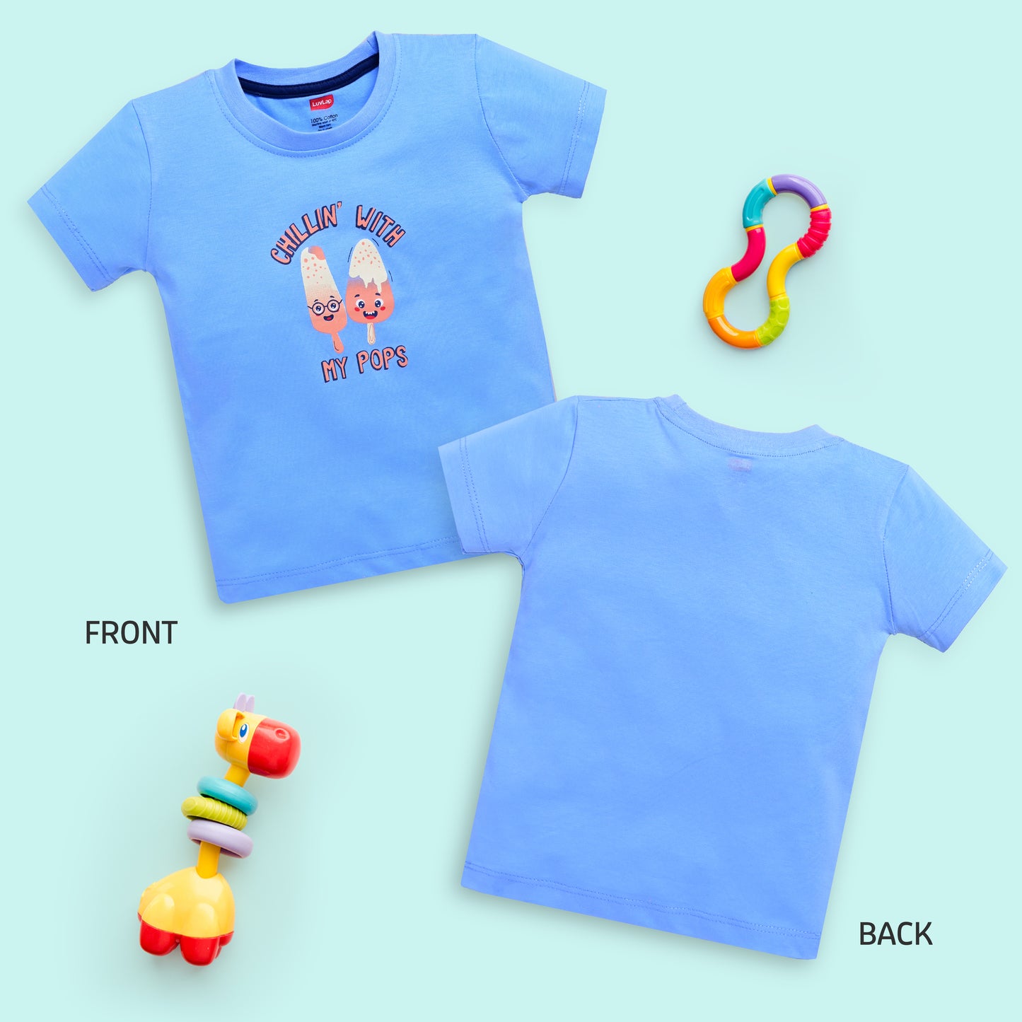 Baby Boys Regular Fit 100% Cotton Half Sleeve Boys T-Shirt Pack Of 5, Powder Blue, Red, Sea Foam Green, Peach Whip & Papaya