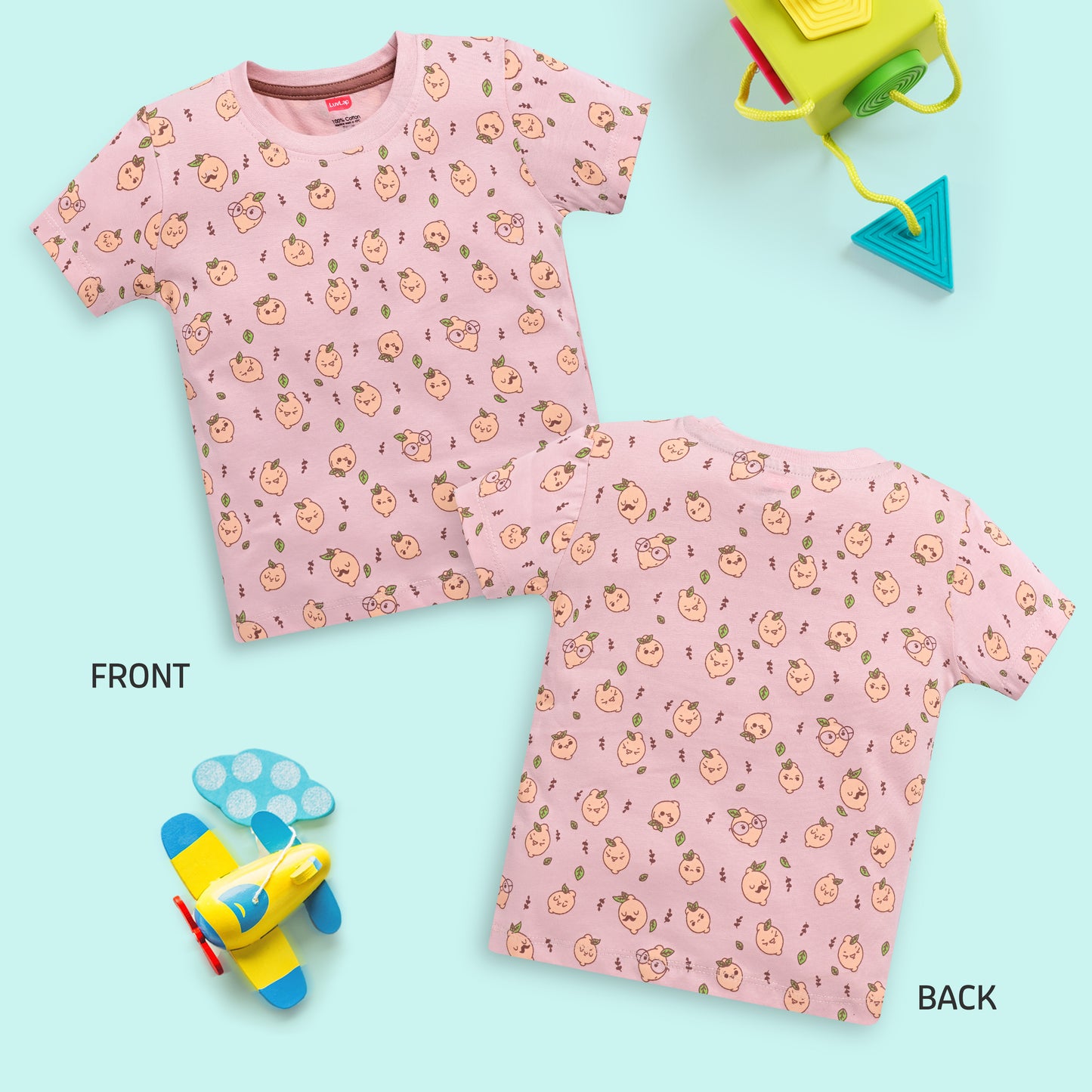 Baby Boys Regular Fit 100% Cotton Half Sleeve Boys T-Shirt Pack Of 5, Powder Blue, Red, Sea Foam Green, Peach Whip & Papaya