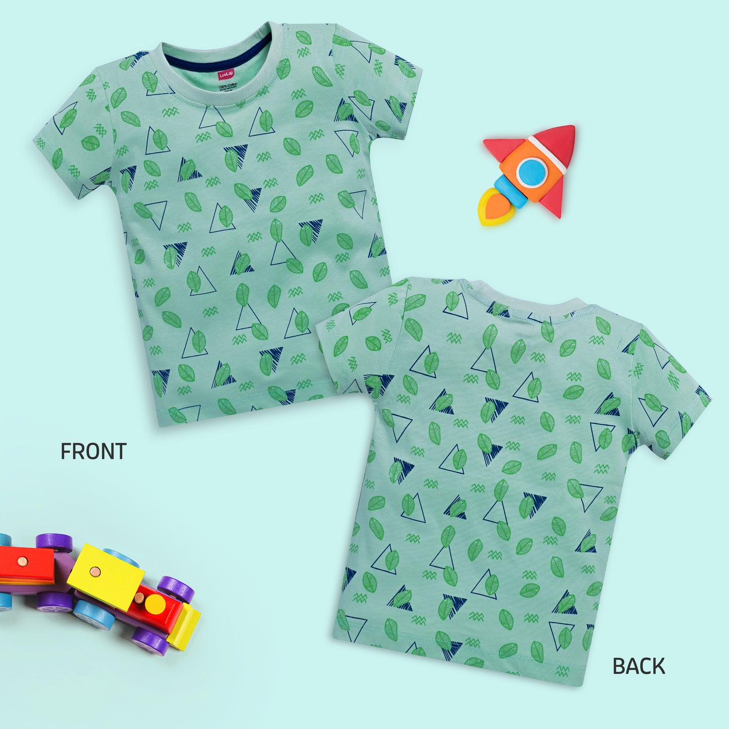 Baby Boys Regular Fit 100% Cotton Half Sleeve Boys T-Shirt Pack Of 5, Powder Blue, Red, Sea Foam Green, Peach Whip & Papaya
