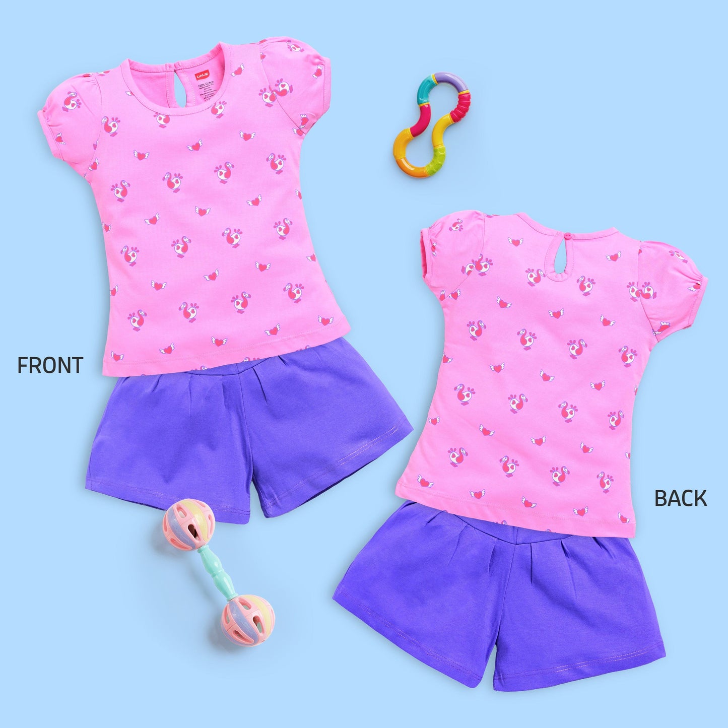 Baby Girls Regular Fit 100% Cotton Half Sleeves Girls Top CoSets Pack Of 3, Light Peach, White & Pink