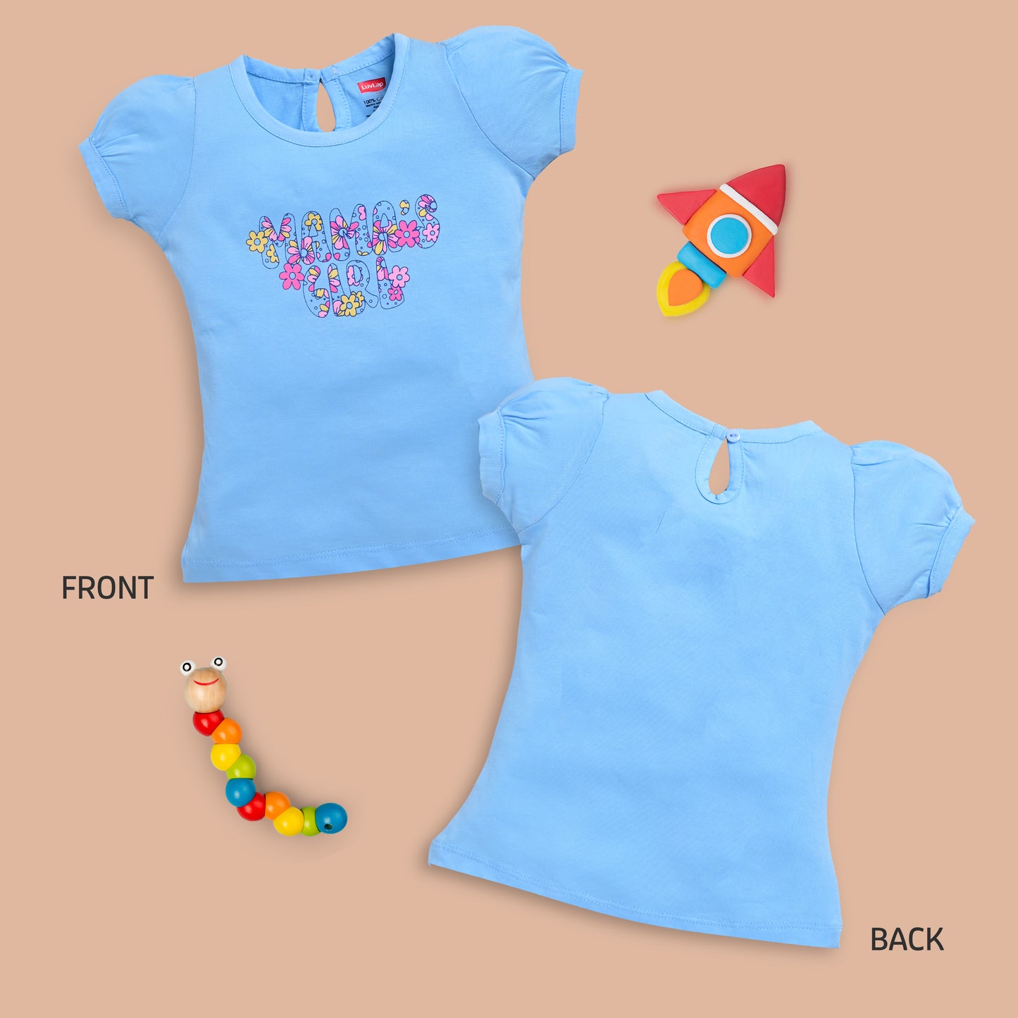 Baby Girls Regular Fit 100% Cotton Half Sleeves Girls Top Pack Of 5, Salmon Rose, Baby Pink, Supra, Lime Green & Lt. Pastel Green