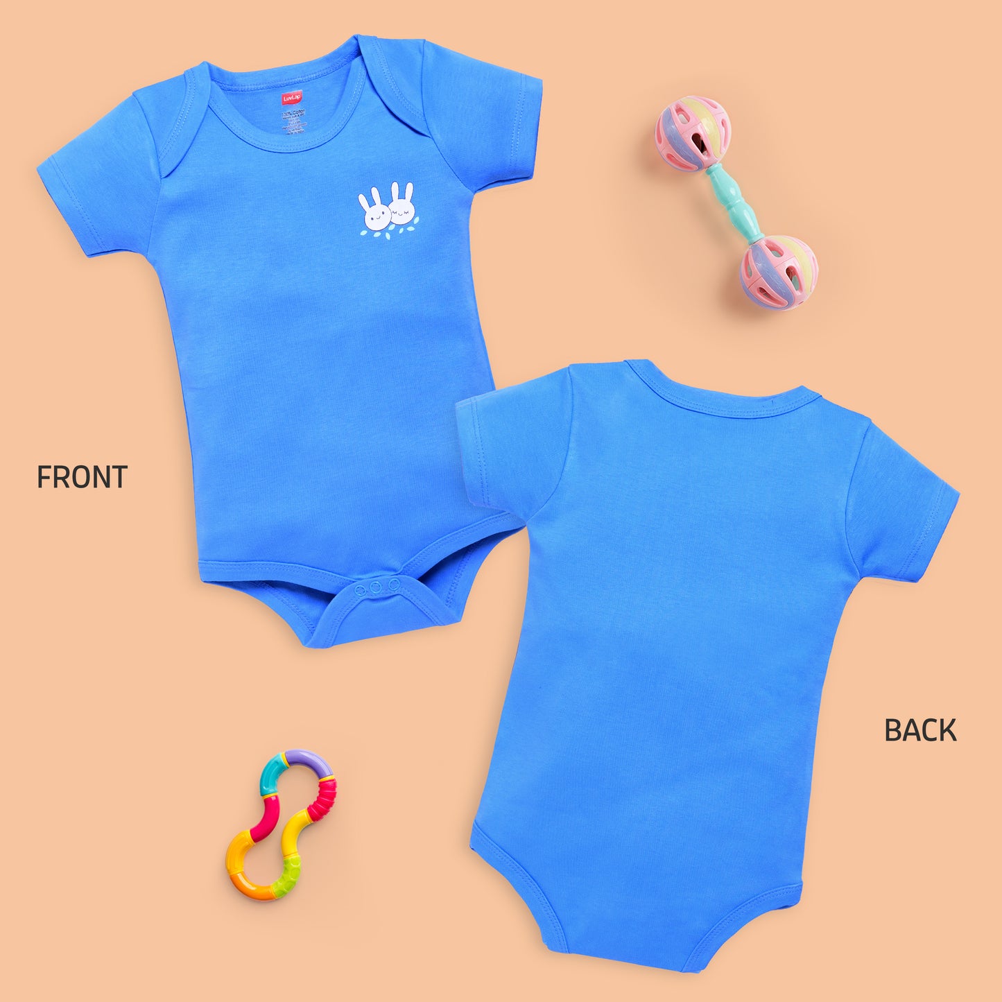 Baby Boys and Girls 100% Cotton Half Sleeve Romper/Bodysuit Pack Of 3, White, Supra & Little Boy Blue