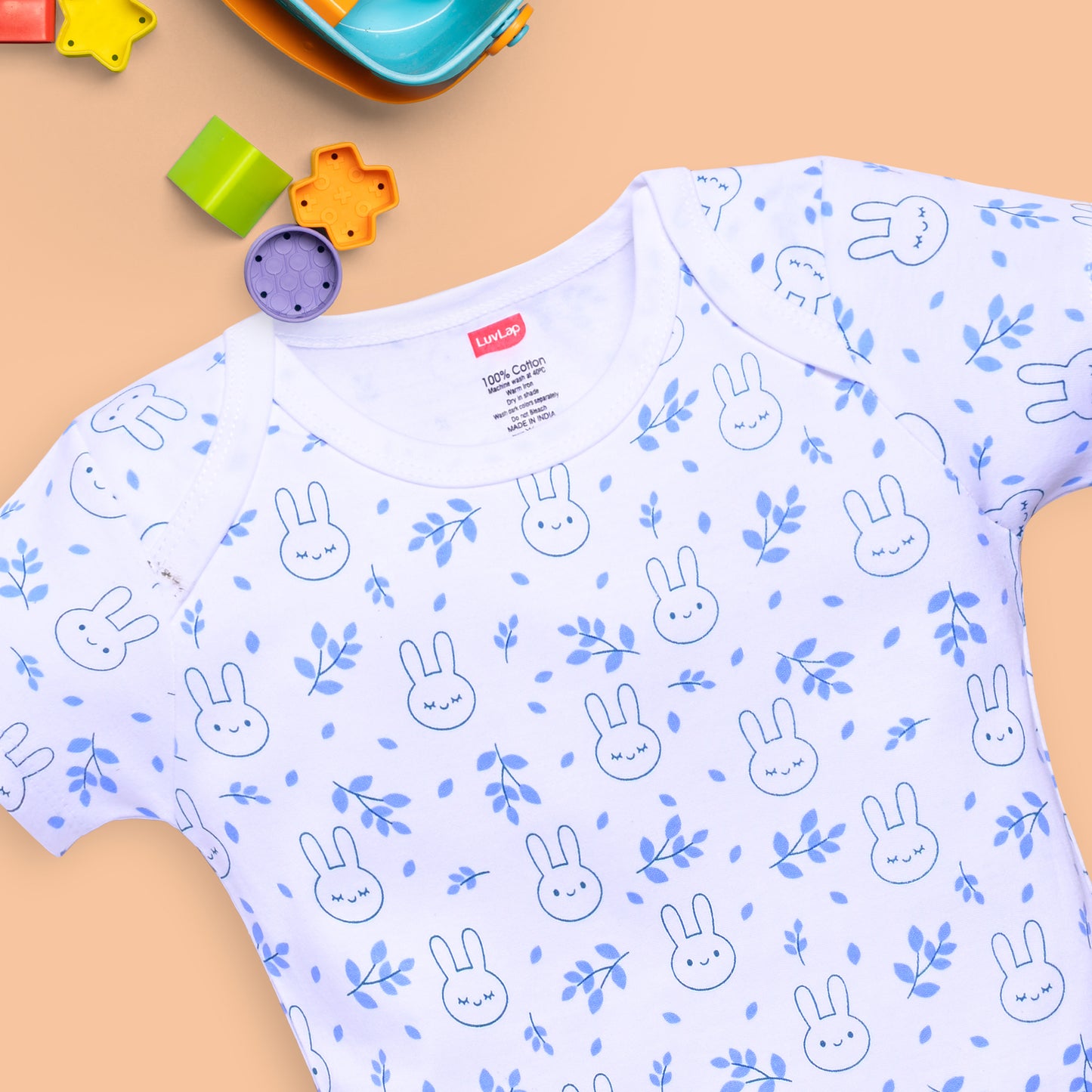 Baby Boys and Girls 100% Cotton Half Sleeve Romper/Bodysuit Pack Of 3, White, Supra & Little Boy Blue