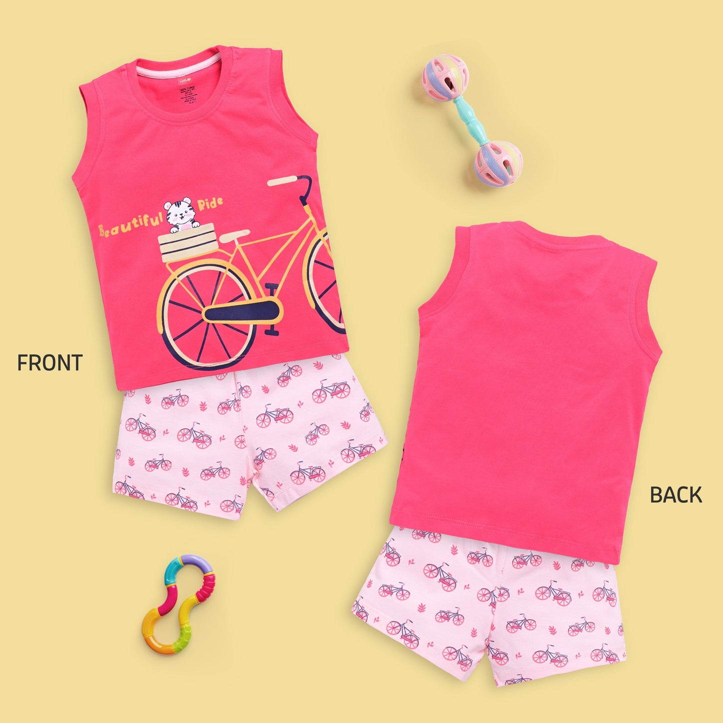 Baby Boys 100% Cotton Sleeveless Boys Tank Top & Shorts Sets Pack Of 3, Coral Red, Aqua Green & White