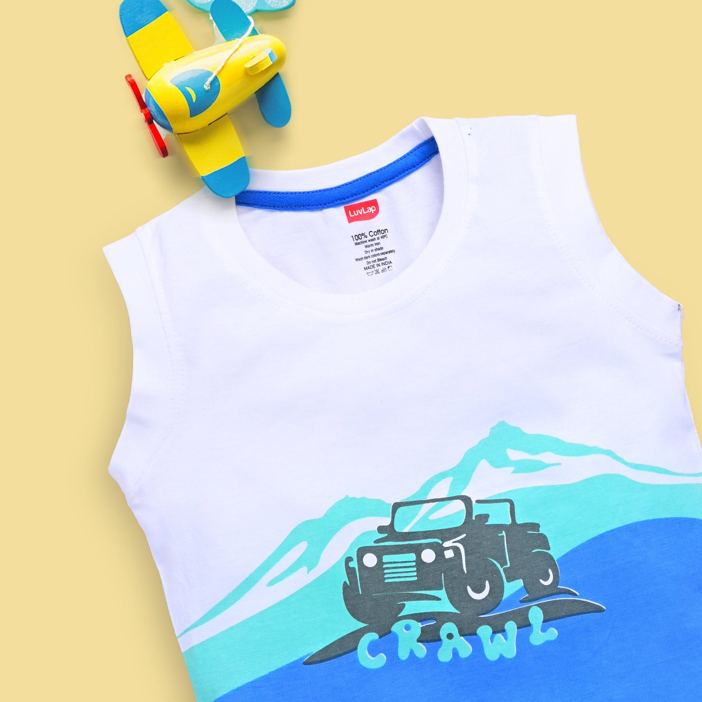 Baby Boys 100% Cotton Sleeveless Boys Tank Top & Shorts Sets Pack Of 3, Coral Red, Aqua Green & White