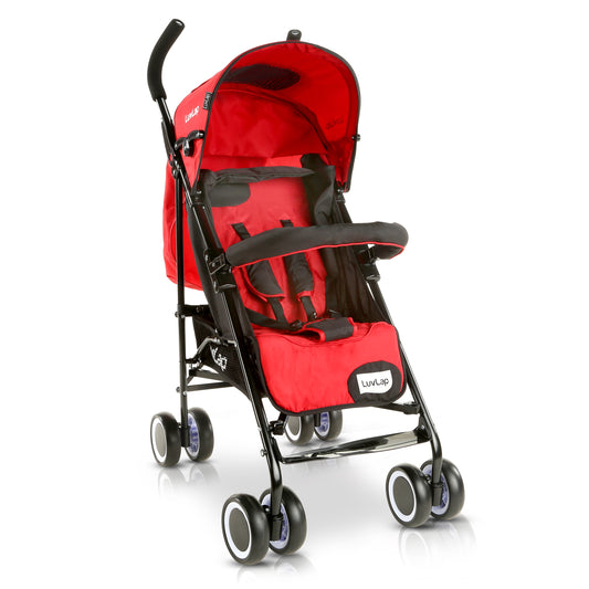 City Baby Stroller/Buggy, Lightweight, Compact & Travel Friendly pram, for 6-36 Months Baby, 5 Point Safety Harness, Adjustable seat Recline, extendable Canopy, 15Kg Capacity (Red)