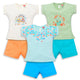 Baby Girls 100% Cotton Sleeveless Girls Top & Shorts Sets Pack Of 3, Soothing Sea, Off White & Sea Foam Green