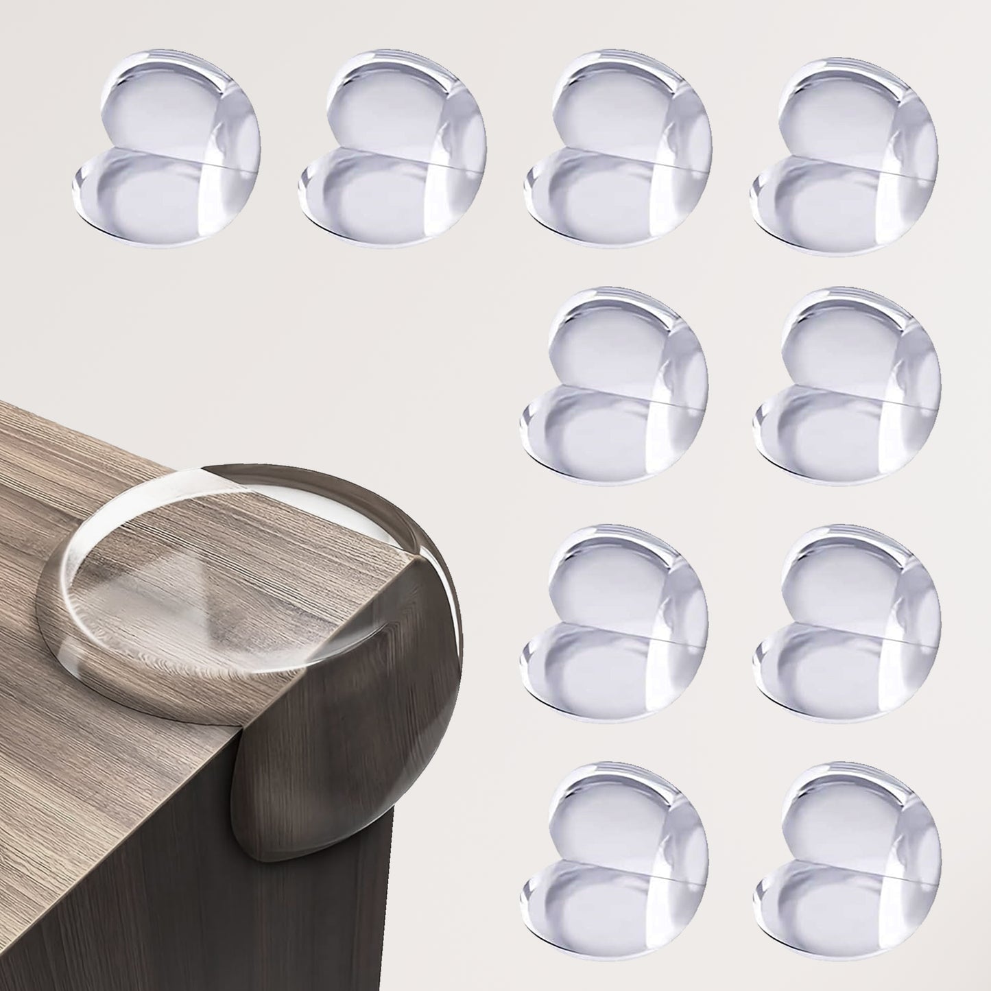 Luvlap Furniture Corner Guard for Baby Safety, 10 Pcs, Pre-Taped 3M Adhesive, Baby Silicon Corner Protector, Baby Proofing Edge Guards for Furniture, Non Toxic, BPA Free, Transparent, Round