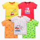 Baby Boys Regular Fit 100% Cotton Half Sleeve Boys T-Shirt Pack Of 5, Aurora Red, Sunflower, Sea Salt, Sharp Green & Papaya