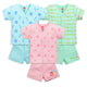 Baby Boys & Girls Regular Fit 100% Cotton Half Sleeve Jhabla & Shorts Sets Pack Of 3, Peach Whip, Sea Green & Soothing Sea