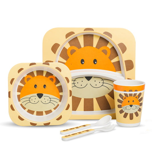 Bamboo Baby Tableware Set, Eco Friendly, Set of 5 Pcs, Lion