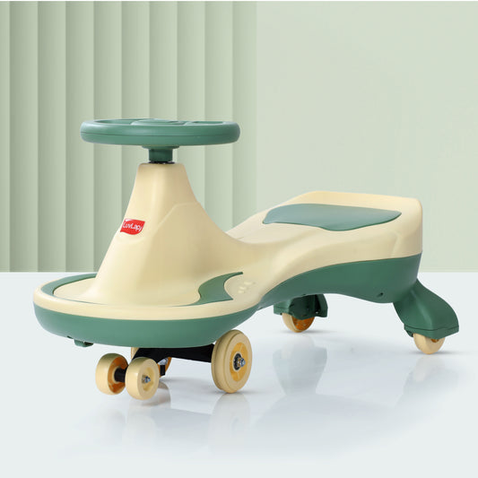 Sunny Swing Car, Kids Push Car, Magic Car for Kids, Comfortable Seats & Durable, Ride On Magic Car for 3+ Years Baby Boy & Girl, Beige & Green