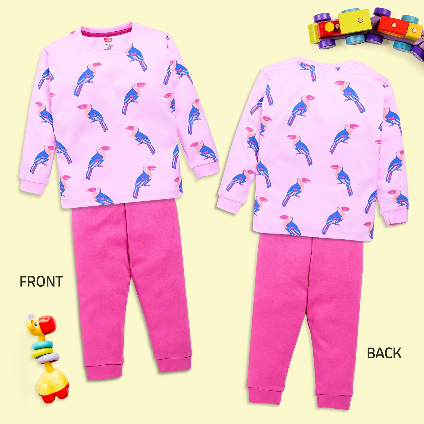 Baby Boys 100% Cotton Full Sleeve Boys T-Shirt & Pyjama Sets Pack Of 3, Grey Melange, Baby Pink & Supra