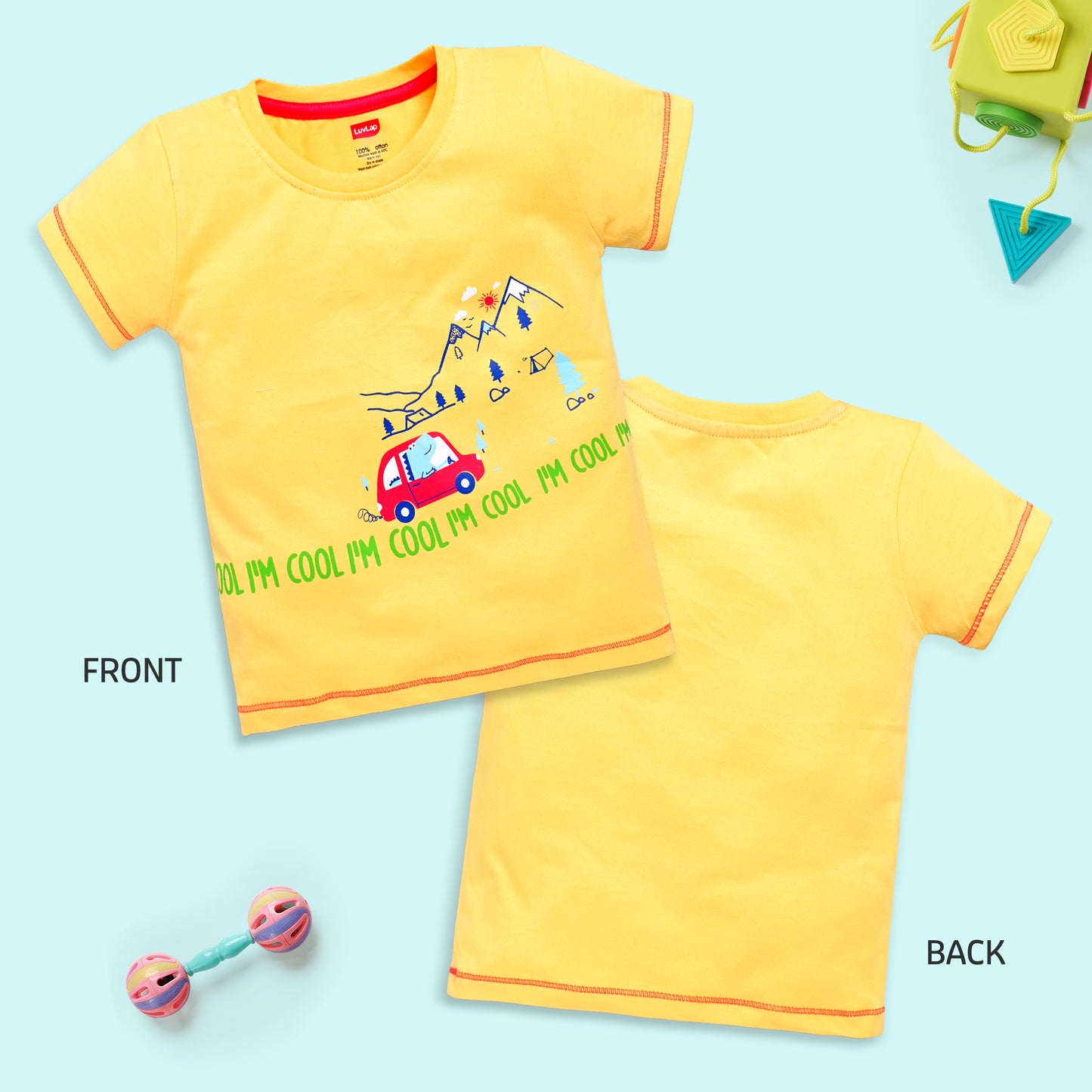 Baby Boys Regular Fit 100% Cotton Half Sleeve Boys T-Shirt Pack Of 5, Aurora Red, Sunflower, Sea Salt, Sharp Green & Papaya