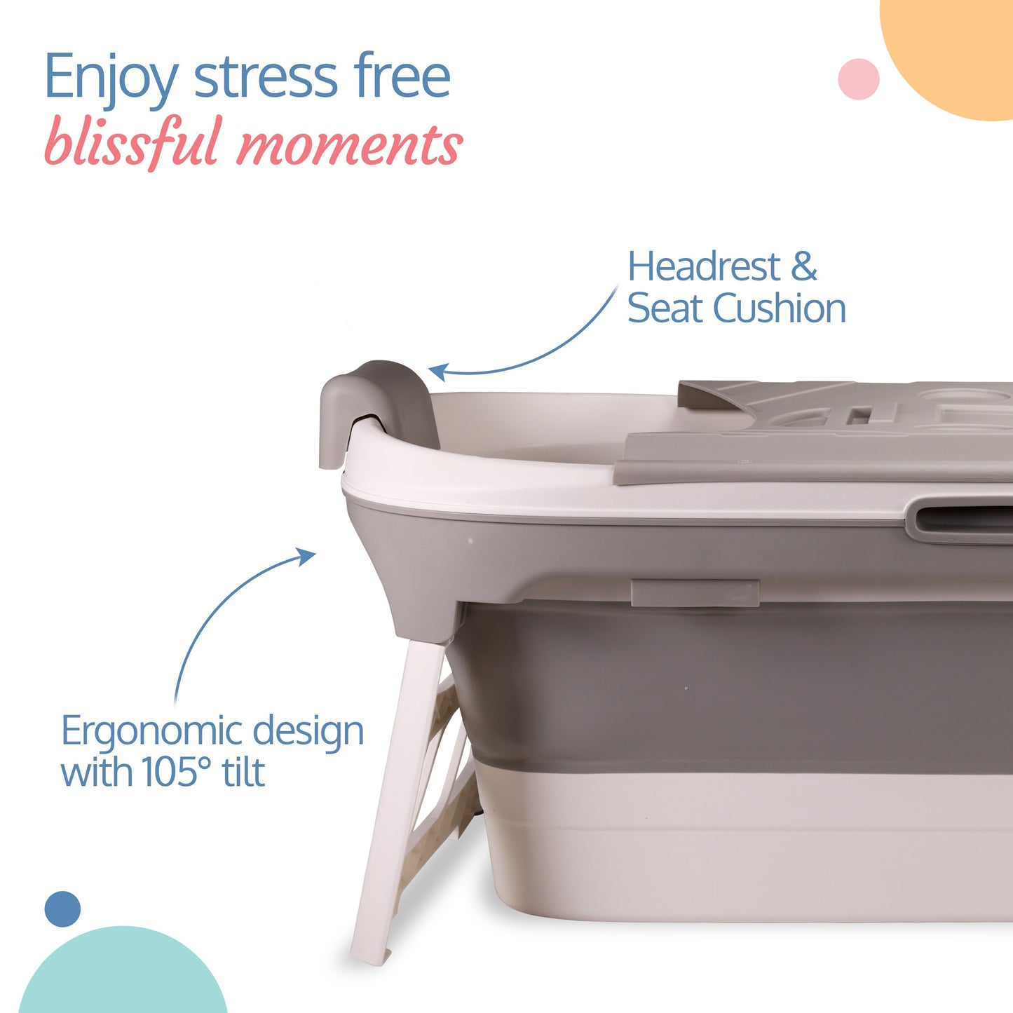 Super Large Mother & Baby Bath Tub, Folding Type Bath tub for Adults and Kids 140 X 60 X 57.5 cm with Temperature Meter (Grey)