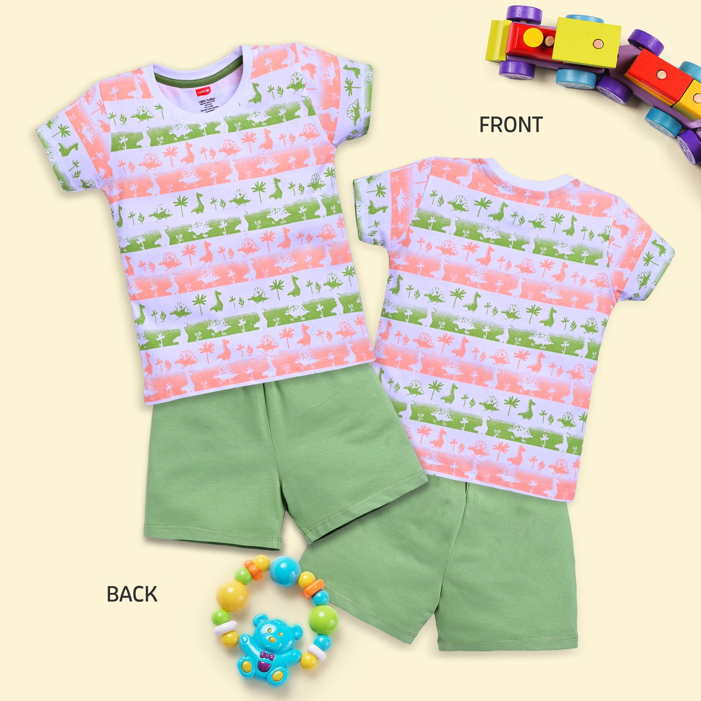 Baby Boys Regular Fit 100% Cotton Half Sleeves Boys T-Shirts and & Shorts Sets Pack Of 3, Peach, Supra & White