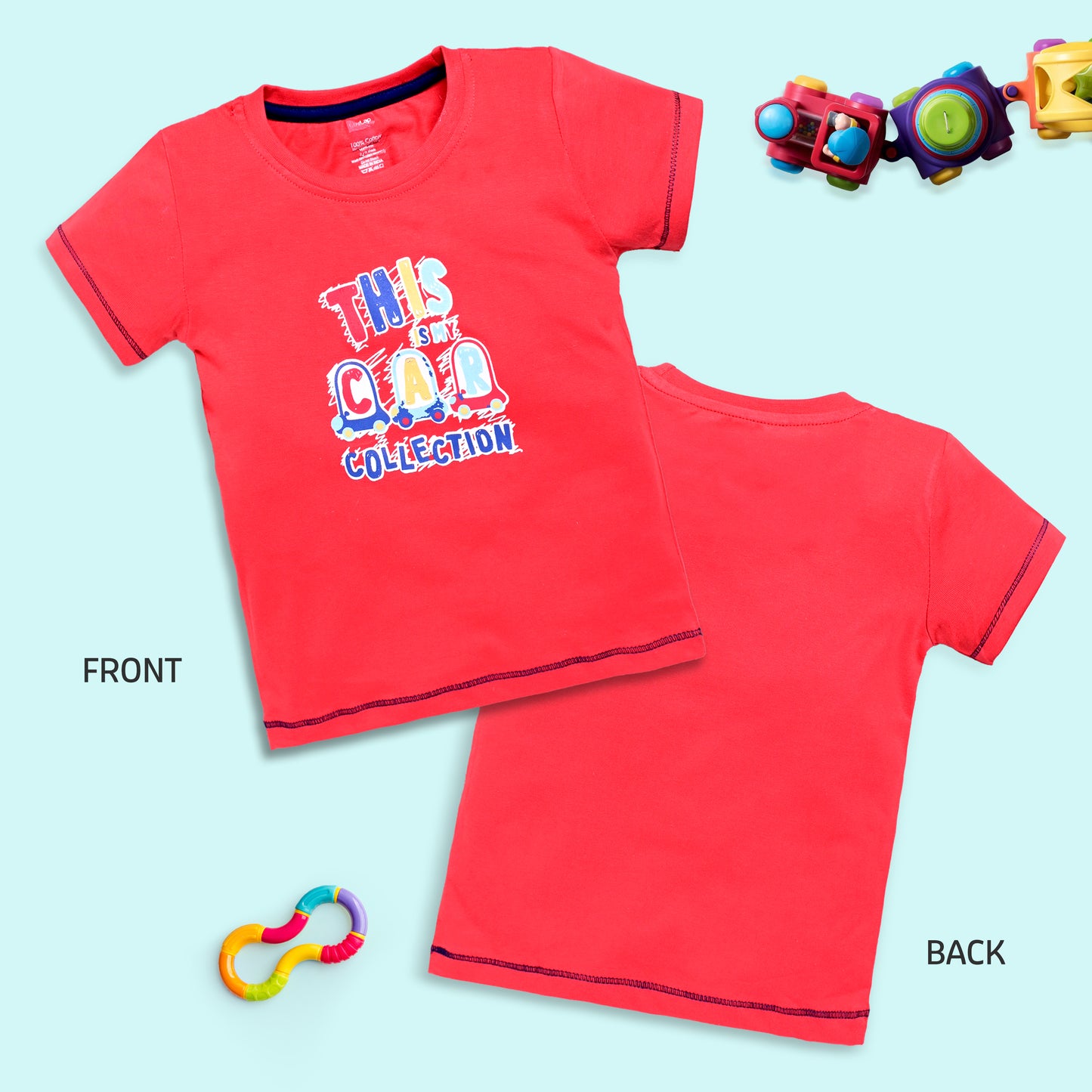 Baby Boys Regular Fit 100% Cotton Half Sleeve Boys T-Shirt Pack Of 5, Aurora Red, Sunflower, Sea Salt, Sharp Green & Papaya
