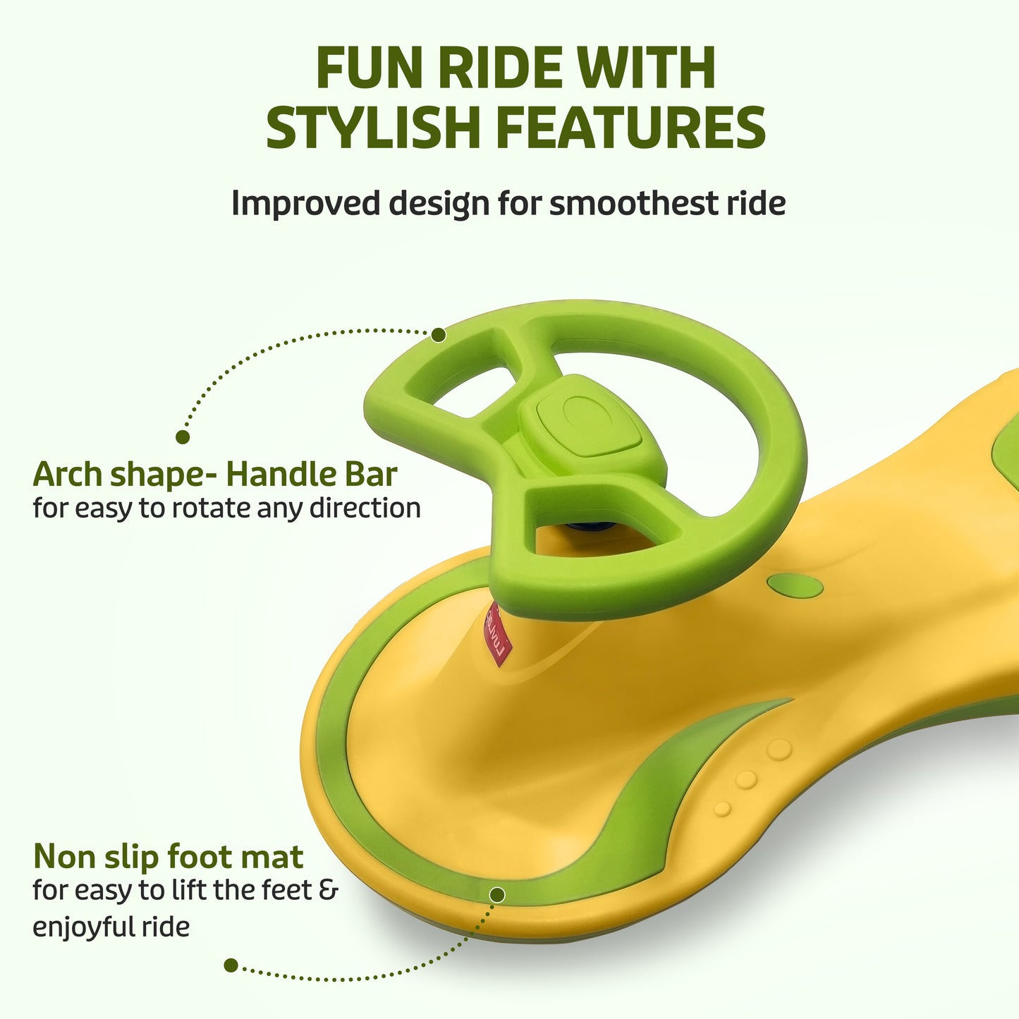 Sunny Swing Car, Kids Push Car, Magic Car for Kids, Comfortable Seats & Durable, Ride On Magic Car for 3+ Years Baby Boy & Girl, Yellow