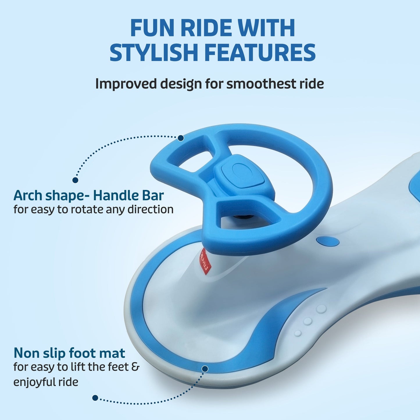 Sunny Swing Car, Kids Push Car, Magic Car for Kids, Comfortable Seats & Durable, Ride On Magic Car for 3+ Years Baby Boy & Girl, Blue