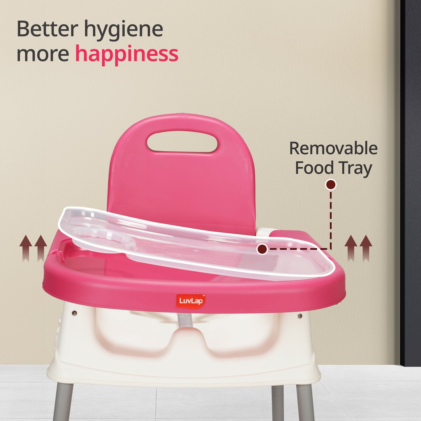 4 in 1 Convertible Baby High Chair with footrest, Convertible to High Chair, Low Chair, & Booster Seat, Essential for Baby Feeding (Pink)
