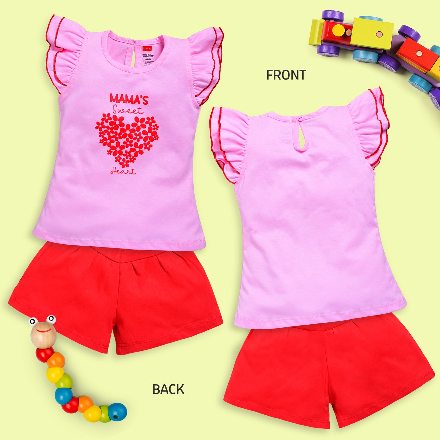 Baby Girls Regular Fit 100% Cotton Half Sleeves Girls Top CoSets Pack Of 3, White, Baby Pink & Sunflower