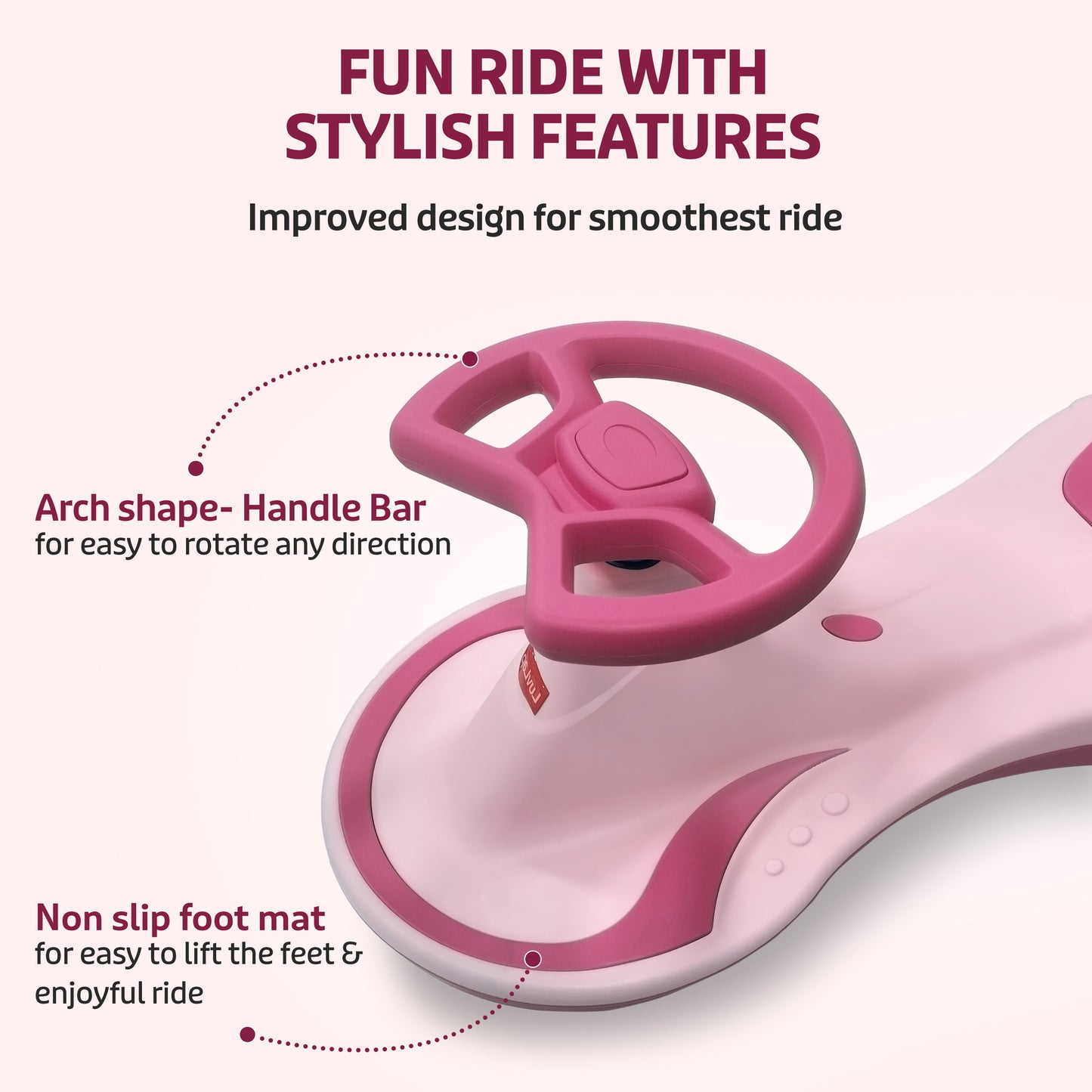 Luvlap Sunny Swing Car/Magic Car Toy Car for Kids, 3-12 Year Old, Pink