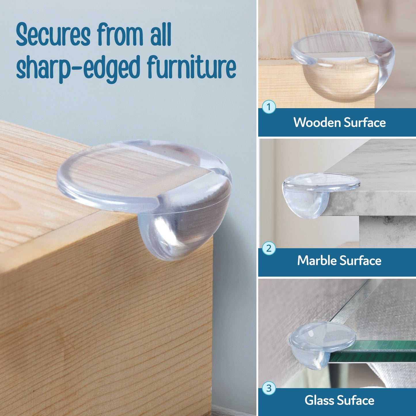 Luvlap Furniture Corner Guard for Baby Safety, 10 Pcs, Pre-Taped 3M Adhesive, Baby Silicon Corner Protector, Baby Proofing Edge Guards for Furniture, Non Toxic, BPA Free, Transparent, Round