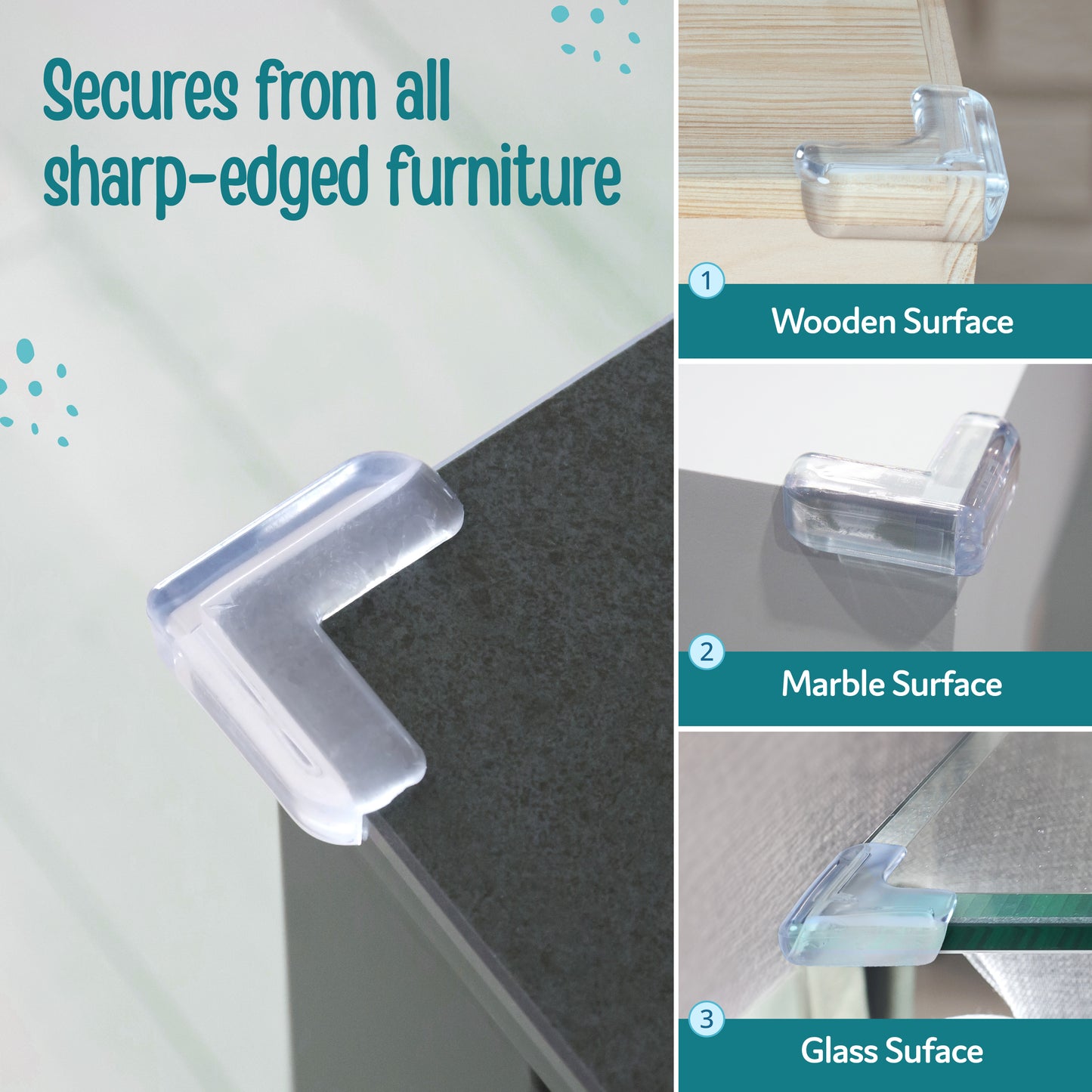 Luvlap Furniture Corner Guard for Baby Safety, 10 Pcs, Pre-Taped 3M Adhesive, Baby Silicon Corner Protector, Baby Proofing Edge Guards for Furniture, Non Toxic, BPA Free, Transparent