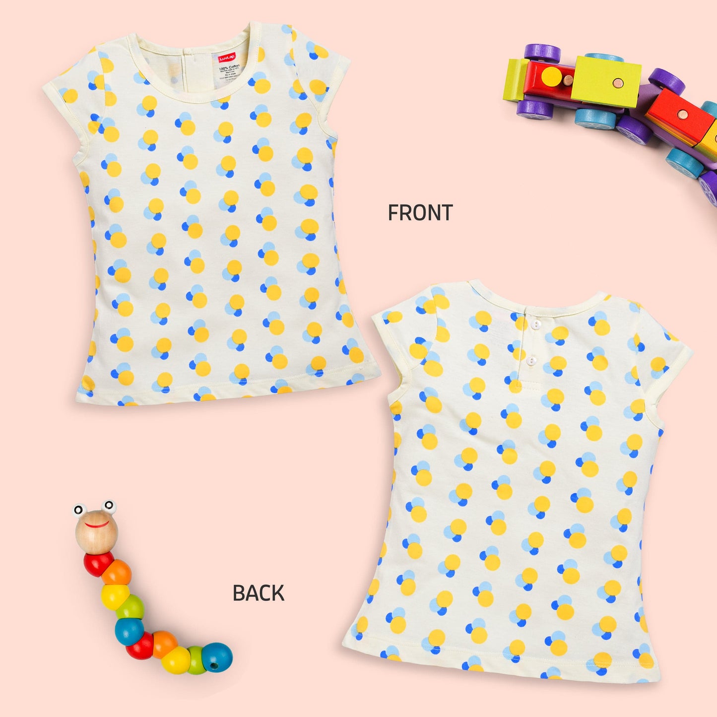 Baby Girls Regular Fit 100% Cotton Half Sleeves Girls Top Pack Of 5, Baby Pink, Purple Opulence, Desert Flower, Off White & Sea Salt