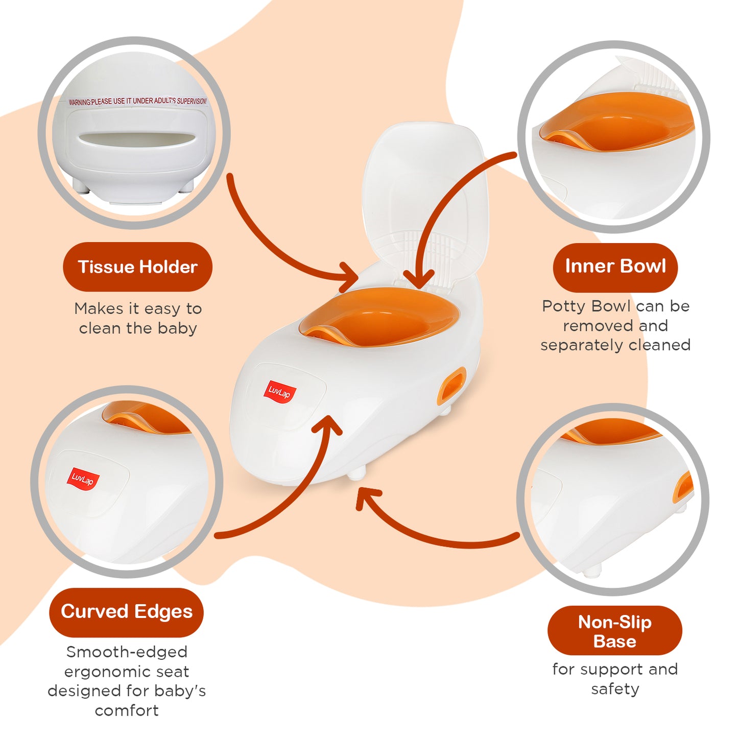 Elegant Baby Potty Seat, Orange