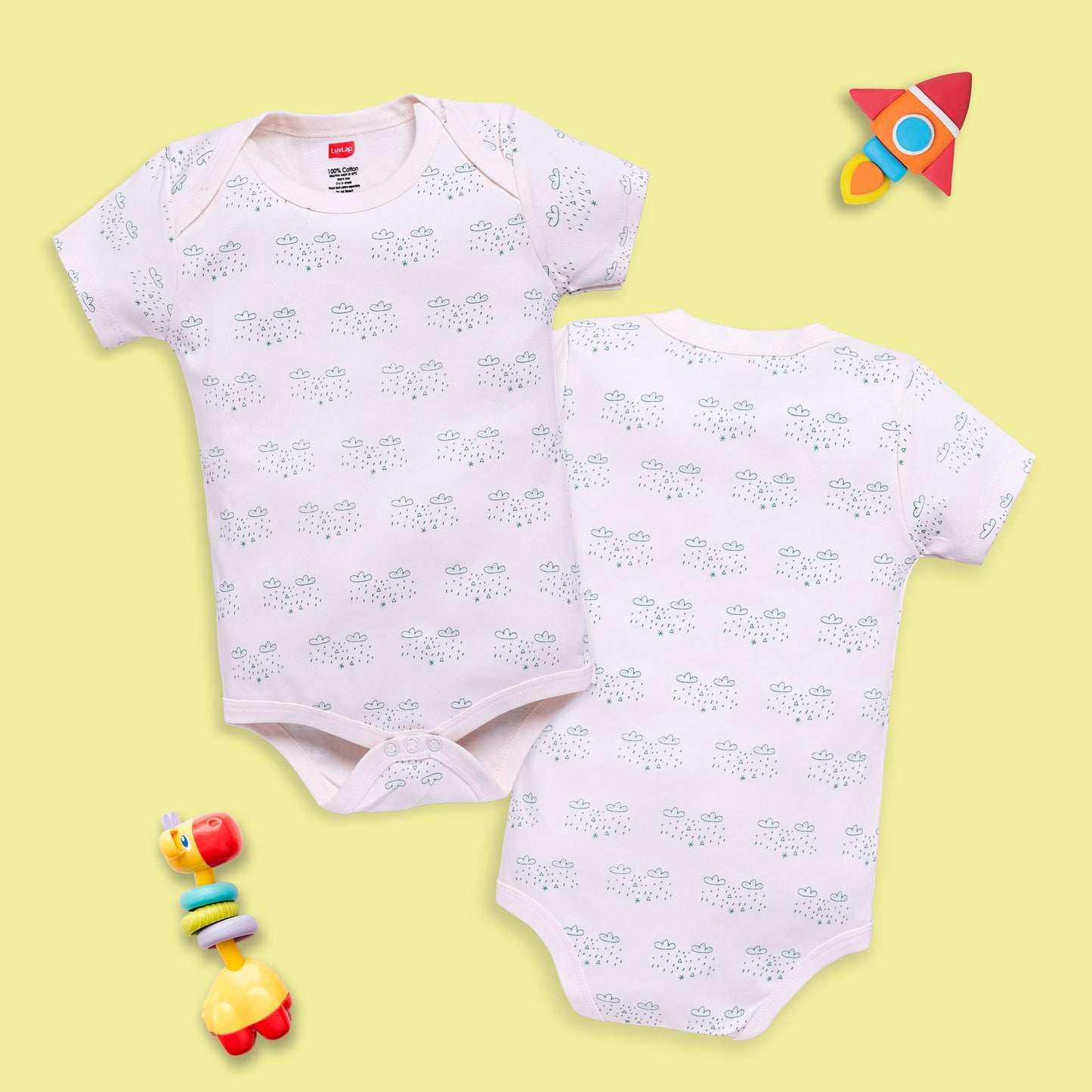 Baby Boys and Girls 100% Cotton Half Sleeve Romper/Bodysuit Pack Of 3, Sea Salt, Baby Pink & Mint