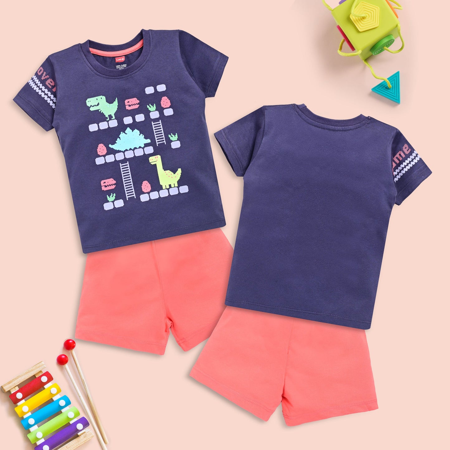 Baby Boys Regular Fit 100% Cotton Half Sleeves Boys T-Shirts and & Shorts Sets Pack Of 3, White, Steel Grey & Sharp Green