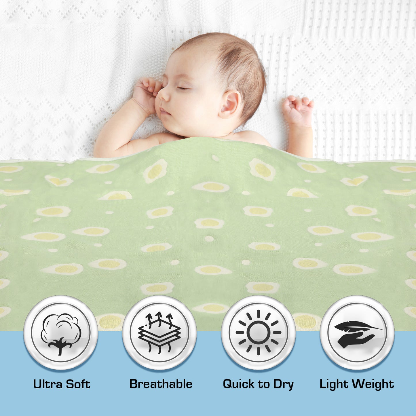 Baby Cotton Quilts Cum Wrappers, Green Egg