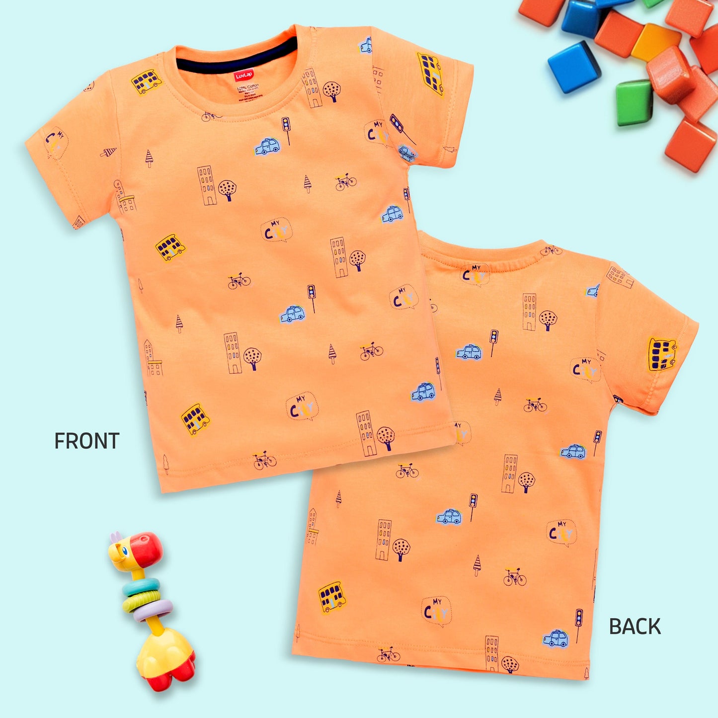 Baby Boys Regular Fit 100% Cotton Half Sleeve Boys T-Shirt Pack Of 5, Aurora Red, Sunflower, Sea Salt, Sharp Green & Papaya