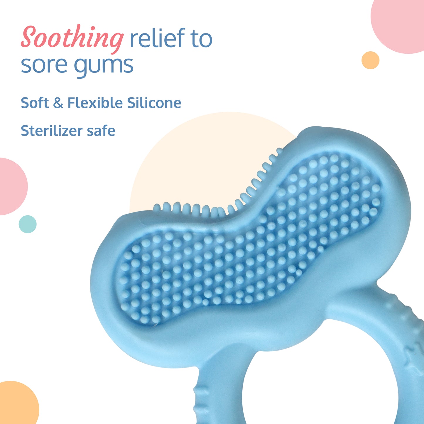 Silicone Baby Teether With Bristles, Blue