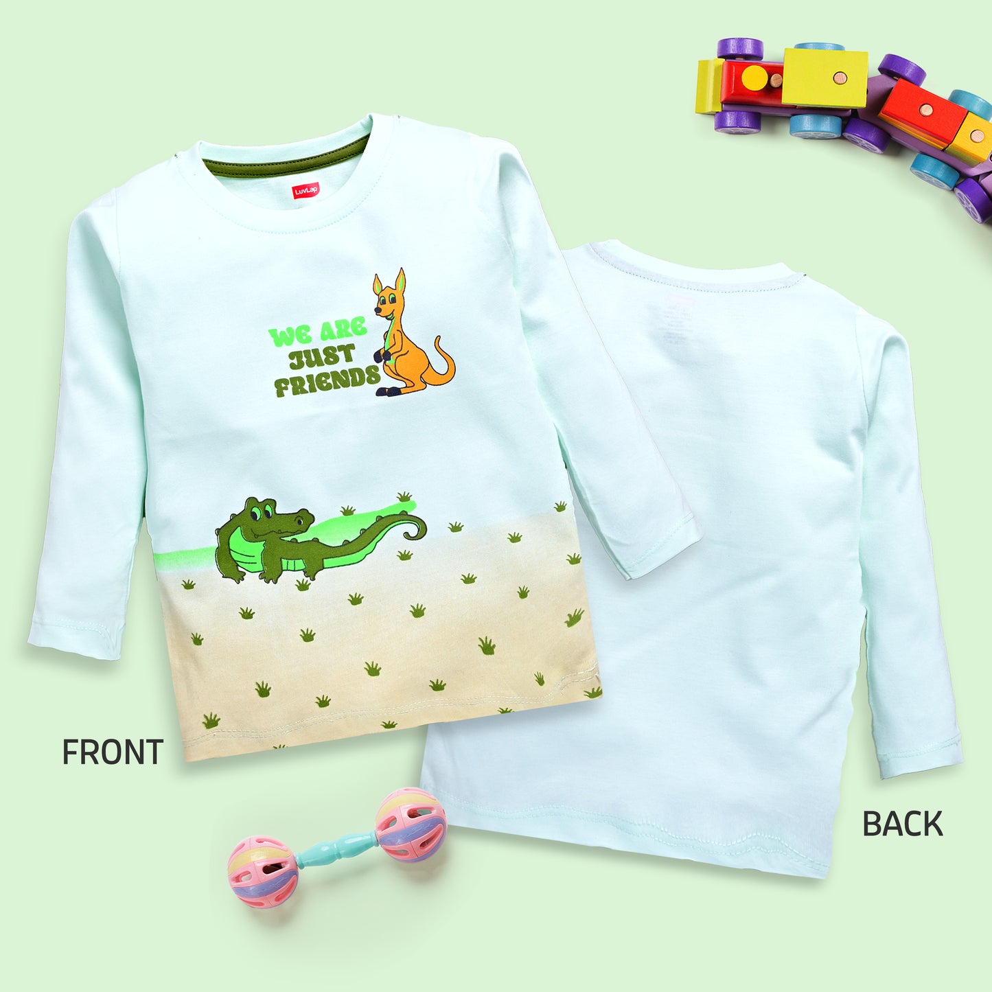 Baby Boys Regular Fit 100% Cotton Full Sleeves Boys T-Shirts Sets Pack Of 4, Mint, Light Peach, Mango & Papaya