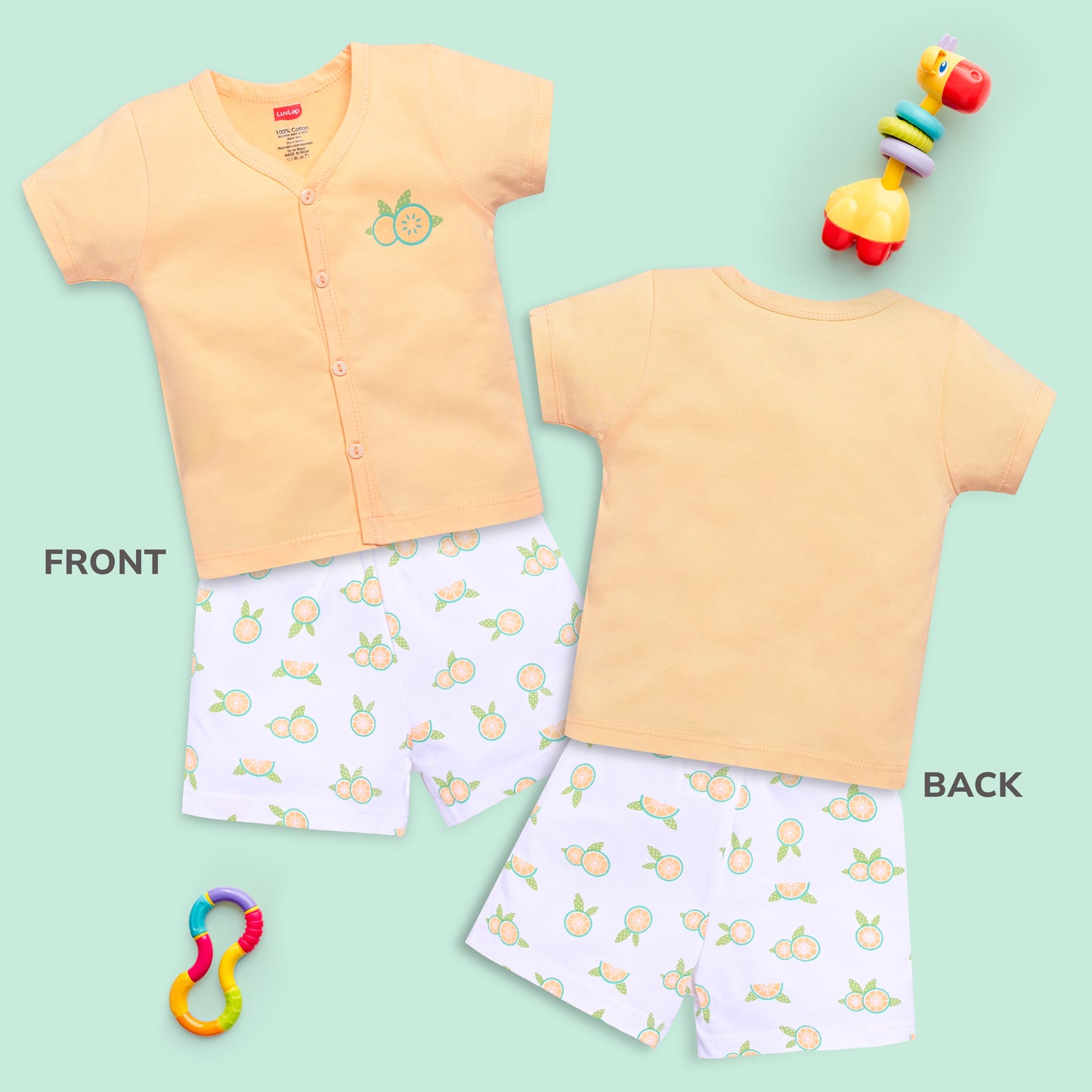Baby Boys & Girls Regular Fit 100% Cotton Half Sleeve Jhabla & Shorts Sets Pack Of 3, Burgundy, Mango & Aurora Red
