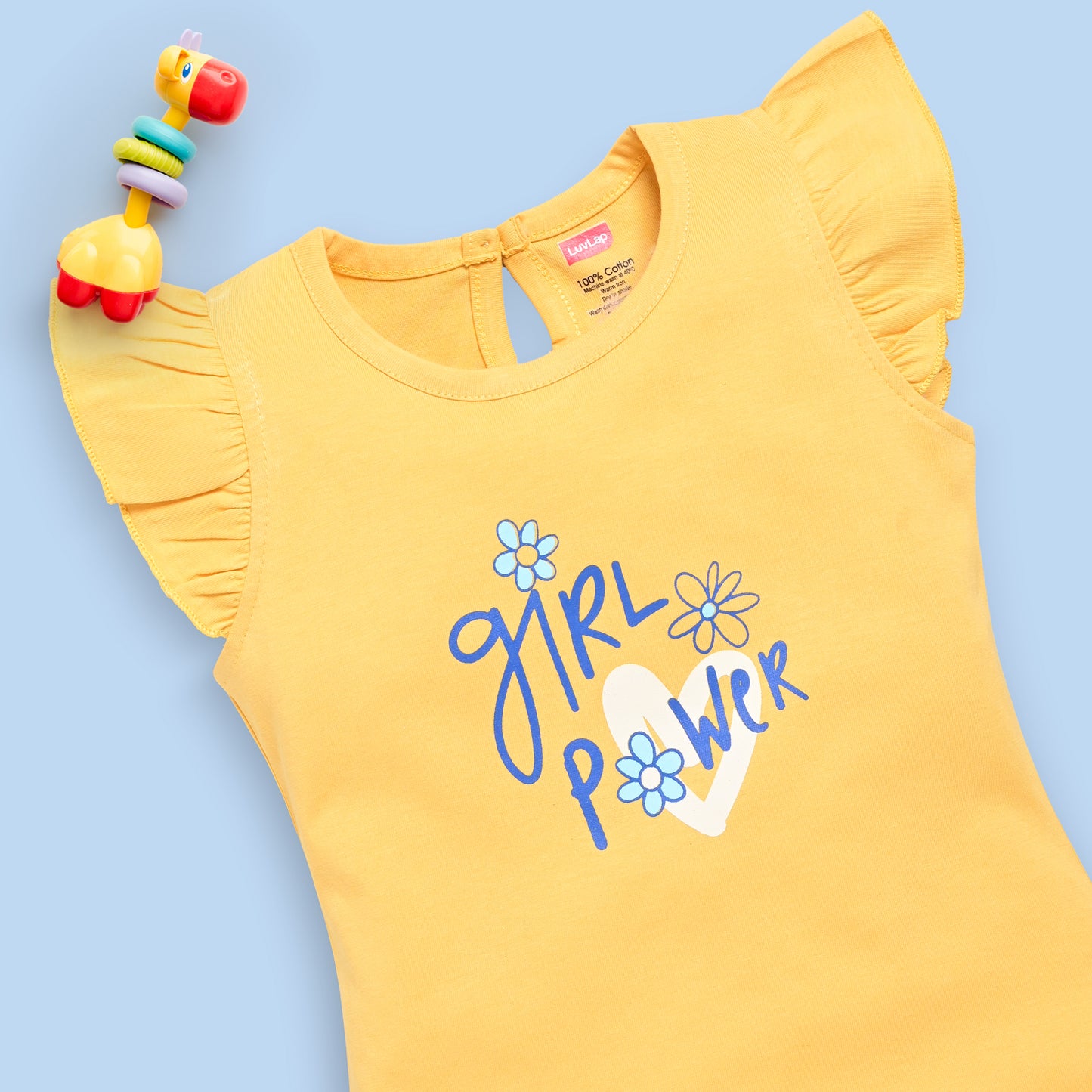 Baby Girls Regular Fit 100% Cotton Half Sleeves Girls Top CoSets Pack Of 3, Papaya, Hot Pink & Gold
