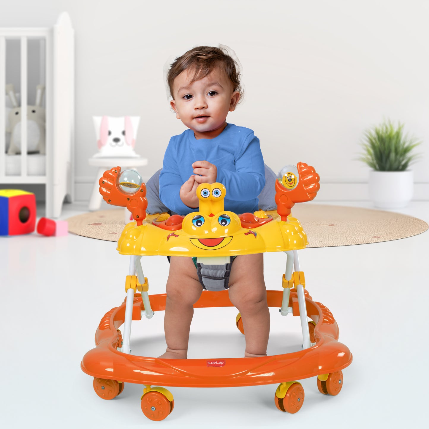 Starshine Baby Walker 9+ Months | 3 Level Height Adjustment Walker/Advanced Baby Activity Walker, Orange
