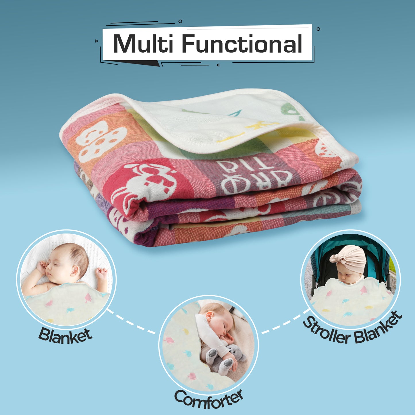 Baby Cotton Quilts Cum Wrappers, White Ice Cream