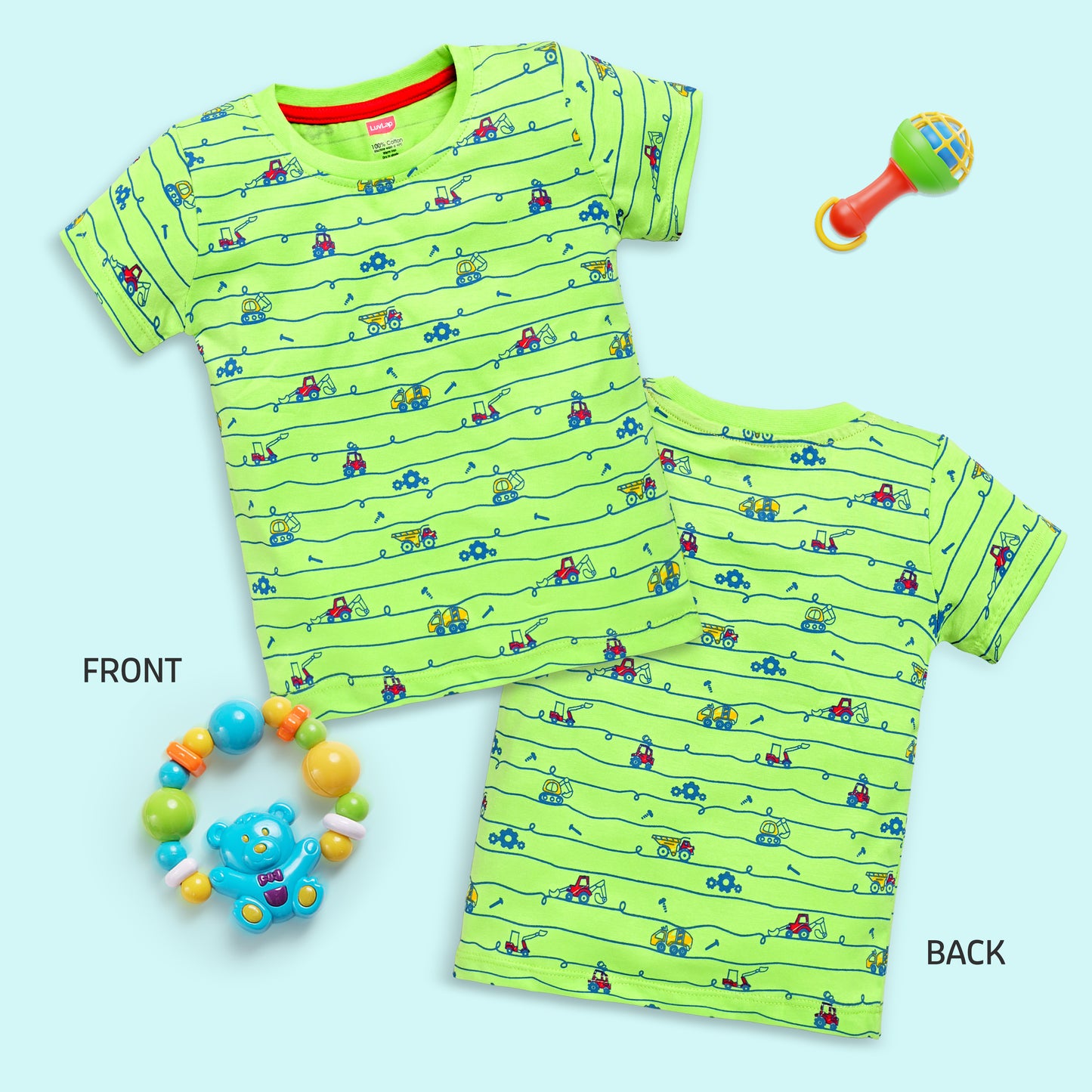 Baby Boys Regular Fit 100% Cotton Half Sleeve Boys T-Shirt Pack Of 5, Aurora Red, Sunflower, Sea Salt, Sharp Green & Papaya