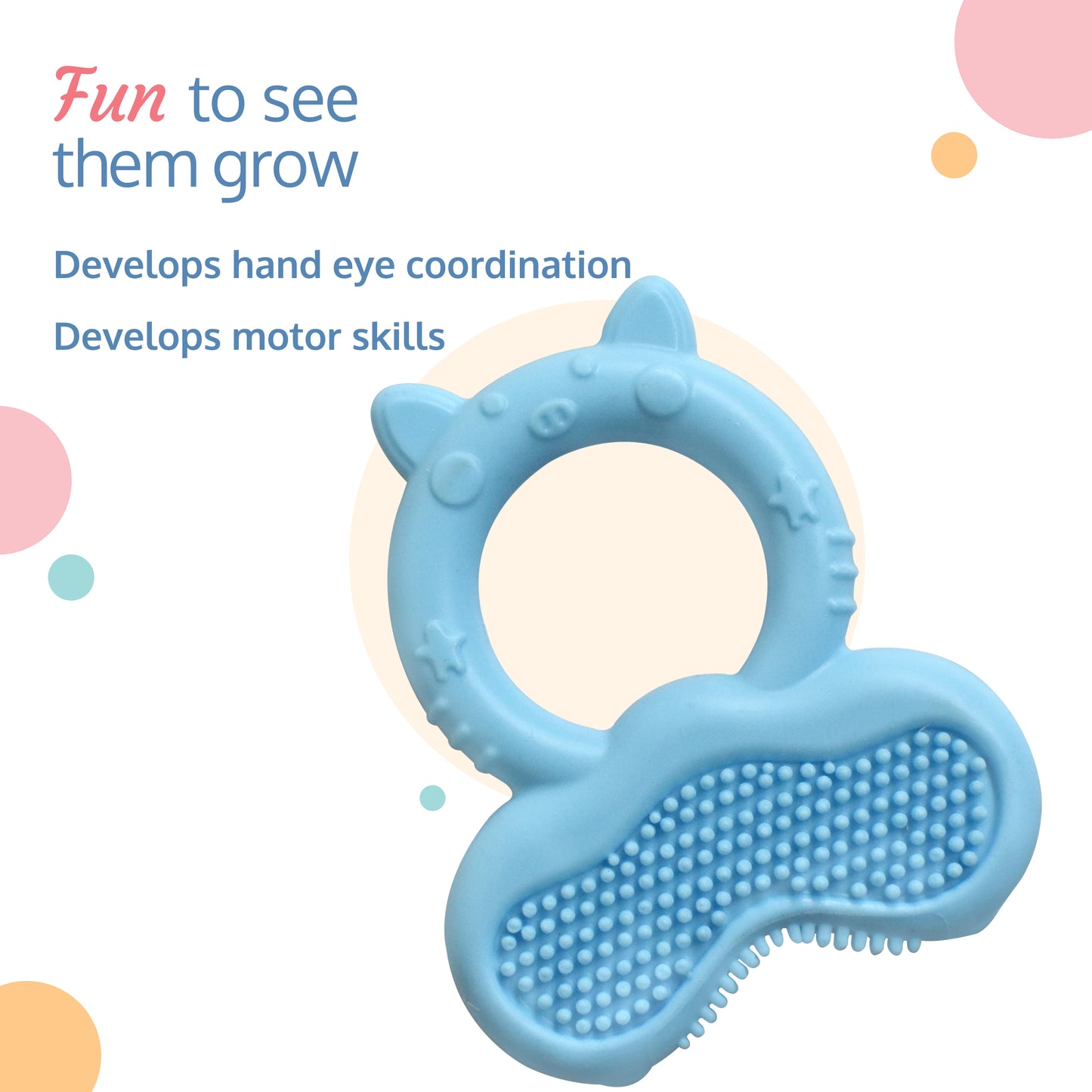 Silicone Baby Teether With Bristles, Blue