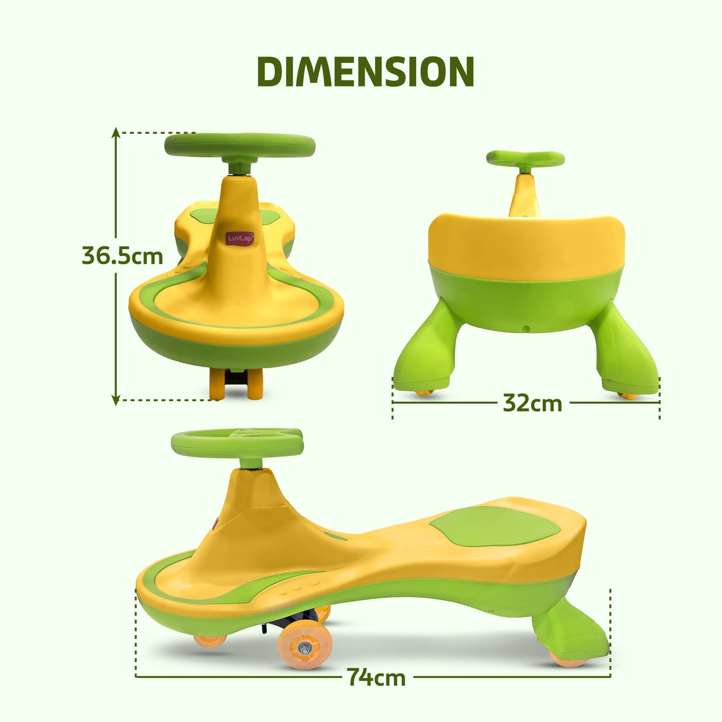 Sunny Swing Car, Kids Push Car, Magic Car for Kids, Comfortable Seats & Durable, Ride On Magic Car for 3+ Years Baby Boy & Girl, Yellow