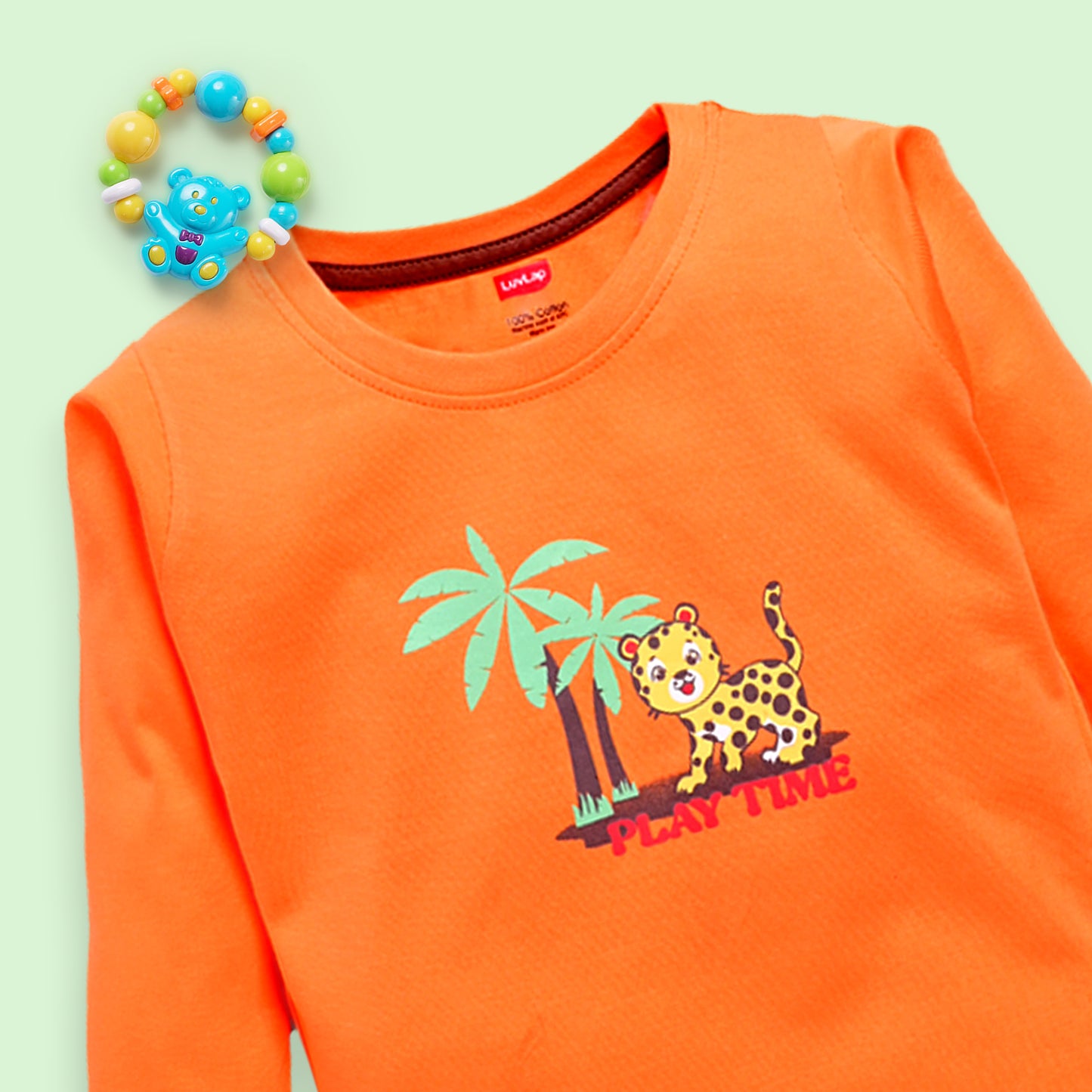 Baby Boys Regular Fit 100% Cotton Full Sleeves Boys T-Shirts Sets Pack Of 4, Mint, Light Peach, Mango & Papaya