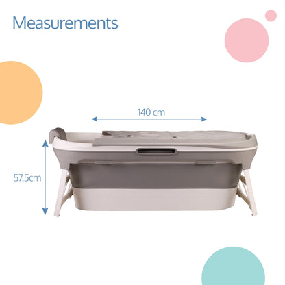 Super Large Mother & Baby Bath Tub, Folding Type Bath tub for Adults and Kids 140 X 60 X 57.5 cm with Temperature Meter (Grey)